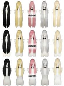 Tóc giả tổng hợp cosplay phổ thông, Tóc thẳng dài 100 cm/40 inch, Thích hợp cho nhiều phong cách, Tóc giả màu cho bữa tiệc hóa trang, Tóc giả anime, Tóc giả màu xám, Tóc giả có tóc mái, Tóc giả màu, Tóc giả 40 inch, Tóc giả nhiều màu cho nữ, Tóc giả dự tiệc - màu đen - Xem 1
