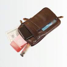 真皮腰包男士手机包可佩带户外运动单肩小包商务斜挎包，主包结构采用拉链开口，内含主包插片。黑色和棕色可选。尺寸：21cm * 13cm * 2cm。 - 彩色 - 查看 12