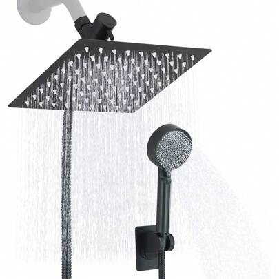 Cabezal de ducha cromado 8 pulgadas Ultra Thin Rainfall Ducha de baño 5 funciones Rociador de mano Kits de ducha de lujo