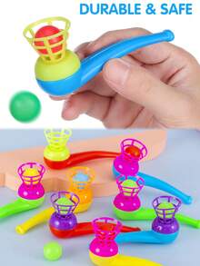 10pcs Random Color Plastic Pipe Shaped Floating Blowing Balls - Suspension Flying Ball Toys - Family Party Favor Interesting Gifts Ideas - Stress Reliever Balance Blowing For Adults Funny Party Supplies