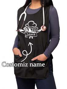 1PC Personalized Custom Hair Stylist Apron, Customized Kitchen Cooking Apron,2-Pocket Quick-Dry Apron For Home For Men And Women, Modern Polyester Oil-Proof Apron,Quick-Dry, Solid Color, Kitchen And Home Use