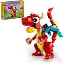 LEGO Creator 3 In 1 Red Dragon Toy, Transforms From Dragon Toy To Fish Toy To Phoenix Toy, Gift Idea For Boys And Girls Ages 6 And Up, Animal Toy Set For Kids, 31145 - 31145 - View 3