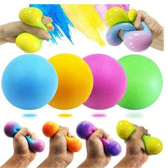 3pcs/Set Mochi Squeeze Stress Relief Ball, 6cm Diameter, Color Changing EVA Filled Powder Ball, Anxiety Relief Toy