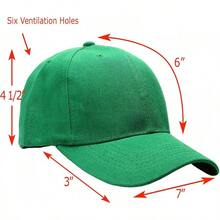 Bulk Lot 12-Pack Adjustable Size Plain Blank Solid Color Baseball Caps - Kelly Green - View 2