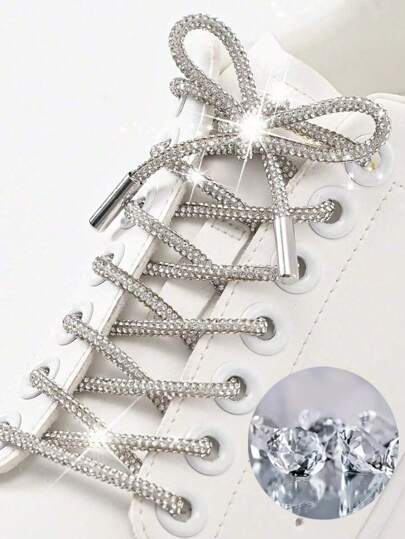 2 piezas de 120cm Cordones de zapatos de lujo con rhinestones, Correas para zapatos/sombreros con rhinestones redondos, Elegantes y brillantes, Cordones deportivos con cristales, Zapatos deportivos, Zapatos, Selecciones de primavera y verano, Regalos para damas de honor, Habitación, Decoración de dormitorio, Playa, Viaje, Para hombres, Para mujeres, Vacaciones