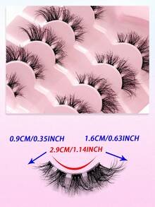 ENCHUW 5对自然3D透明假睫毛，蓬松仿貂毛材质，轻盈飘逸，适合日常佩戴 - 黑色 - 查看 2