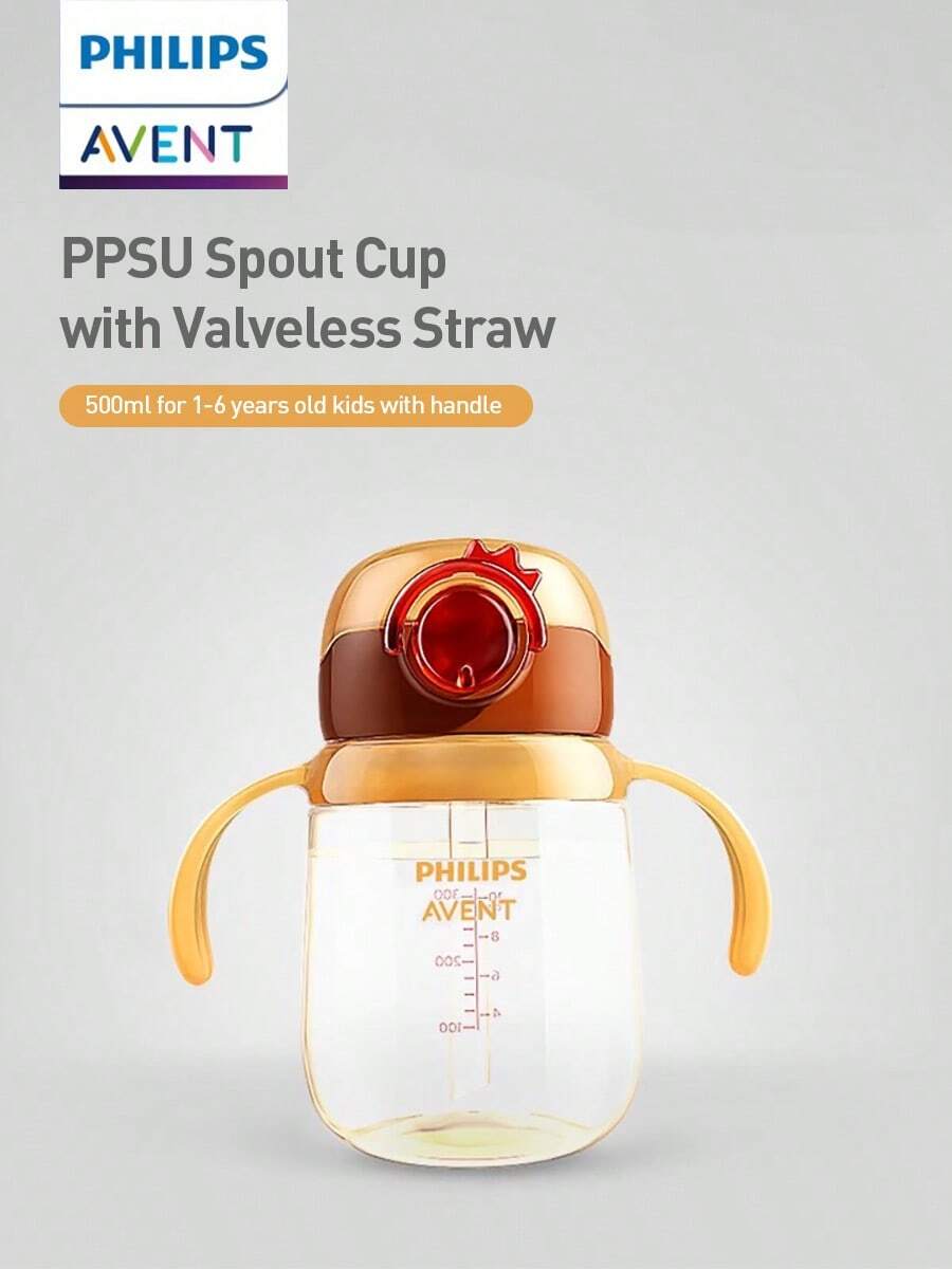 Philips Avent Avent 儿童吸管杯 1 岁+，16.9 盎司/500 毫升婴儿直饮瓶 PPSU 奶杯 幼儿学饮水杯