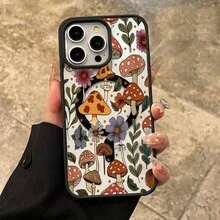 Forest Mushroom Magnetic Pattern Shockproof Silicone Non-Yellowing Transparent Protective Phone Case With Color Frame Gift For IPhone 17 Pro Max Air16 Pro Max 16e 15 Plus 14 13 12 11 XS Max XR X - 黑色 - 查看 6