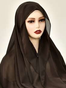 1 件女士纯色刺绣花卉穆斯林头巾，带有刺绣花卉图案雪纺围巾的头巾，轻盈透气的夏季女士披肩，优雅的头巾配饰，适用于日常、派对、旅行、礼服搭配