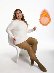 Thick Warm Pantyhose, Stylish Fake Skin Fleece Leggings, High Waisted Design, Women's Pantyhose And Stockings Winter - 咖透膚 - 查看 8
