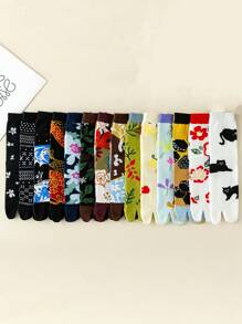 1 Pair Women's Japanese Style Two-Toe Socks, Skin-Friendly Soft And Fashionable Versatile