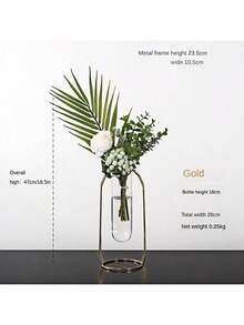 1 Stück Metallrahmen Goldene Vase, moderne kreative Hydroponik Vase, dekorative Heimdekoration für Wohnzimmer, Esszimmertisch, Bürotisch, Blumen- & Trockenblumenarrangement Raumdekoration Blumenvase Glasvase