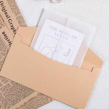 10个/批空白半透明信封，带贴纸，适用于邀请函、明信片、欧式礼盒留言卡信封、婚礼商务信函 - 無色 - 查看 5