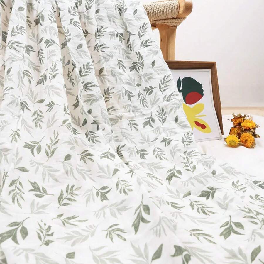 % Cotton 120*110cm 2 Layers Newborn Bath Towel Wrap Muslin Swaddle Blankets - S153 - 查看 1