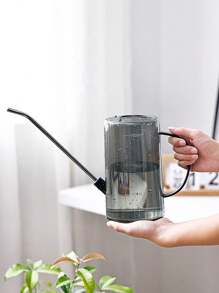 1 件高品质耐用塑料浇水壶，适用于室内外植物 - 带测量标记（毫升/盎司）的基本园艺工具，绿色和透明灰色设计，非常适合家庭使用