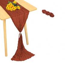 Camino de mesa de gasa navideño de 10 pies, 5 paquetes de 35x120 pulgadas, camino de mesa de gasa para recepción de bodas, fiesta de cumpleaños bohemia, decoración de mesa rústica y romántica para bodas - Multicolor - Ver 28