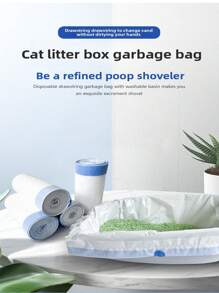 3 rolki/5 rolek w opakowaniu, grube worki na żwirek dla kotów, odpowiednie do automatycznej kuwety dla kotów, z uchwytami i ściągaczem, worki na odchody zwierząt; grube worki na żwirek dla kotów, worki na odchody zwierząt do żwirku dla kotów, artykuły dla zwierząt