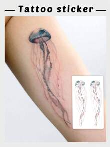 一張暫時性刺青貼紙水母設計男女皆宜防水防汗一次性 - 彩色 - 查看 2