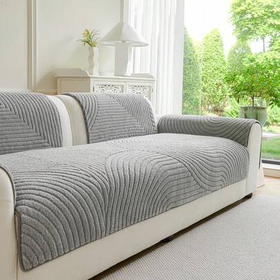 1件波西米亚风格加厚绒面沙发套，绗缝工艺，防滑，四季皆宜，可机洗，宠物友好，柔软绒面面料 - 非常适合客厅、卧室、办公室家居装饰。