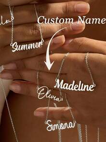 1pc Customized Necklace For Women Silvery Gold Color Chain Necklace Personalized Custom Name Pendant Necklace Stainless Steel Jewelry Wedding Bridesmaid Gifts Anniversary Birthday Gift - Silver 2 - View 2