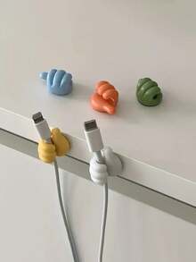Organisateur de câbles avec crochet pour le pouce, support de câble de données, pince de bureau, crochet adhésif mural, cintre multifonction de couleur macaron, rangement et organisation de bureau