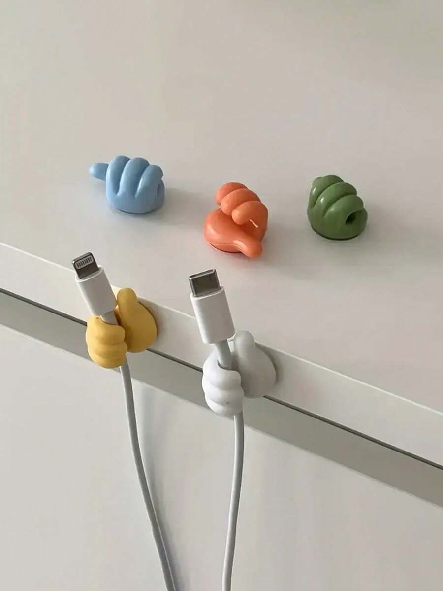 Organisateur de câbles avec crochet pour le pouce, support de câble de données, pince de bureau, crochet adhésif mural, cintre multifonction de couleur macaron, rangement et organisation de bureau