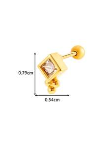 Toppiercing 1 件简约铜锆石心形不锈钢轴时尚百搭耳骨耳环