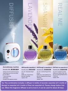 1 pieza Difusor de aromaterapia eléctrico portátil de 50ml - Recargable por USB, 5 modos de temporizador y 6 fragancias (Lavanda), Diseño de montaje en pared/escritorio Ambientador para el hogar/coche - Blanco - Ver 24