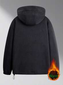 Men's Long Sleeve Autumn/Winter Thick Hooded Jacket, Casual & Fashionable Fleece Jacket