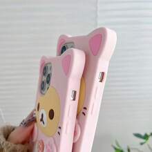 3D Cute Cartoon Bear Phone Case For IPhone 15 - Fashionable And Stylish - Funny Pink Bear Design - Soft TPU Protective Case - Kawaii Silicone Cover For Women, Girls, And S - Hồng - Xem 3