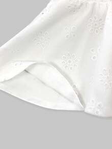 1 Stück Damen Bluse mit Blumen-Hohlmuster und Rüschenkante, geeignet für Lässig-Wear und Dates, Herbst - Weiss - Übersicht 5