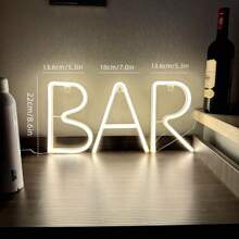 1 个 LED“酒吧”字母灯标志，暖白色发光字母灯，DIY 单词组合 BAR 适用于酒吧、酒馆、派对、生日、露营、餐厅、庭院、走廊、宿舍、卧室、夜间小吃、餐厅和派对场景、情人节、母亲节、万圣节、圣诞节和其他节日的装饰 - 电池供电（不含电池）