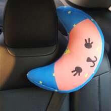 1 pieza Funda de almohada para cinturón de seguridad infantil, Almohadilla de soporte suave para hombro y cuello, Reposacabezas para cinturón de coche, Apto para viajes, avión, cochecito - Negro - Ver 3