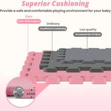 16 Tiles Baby Play Mat For Floor, EVA Foam Baby Floor Play Mat With 0.6 Inch Thick Interlocking Foam Tiles, Foam Floor Tiles For Baby, Toddlers And Kids