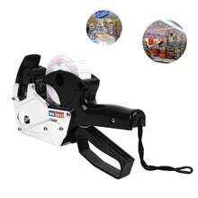 8 Dígitos Precio Tag Gun Set, 8 dígitos de una sola  de impresión clara Multi Funcional Precio Marcado de la máquina etiquetadora de precios Herramienta para Supermercado Oficina Tienda al por menor - Fácil de usar, clara impresión - Negro - Ver 6