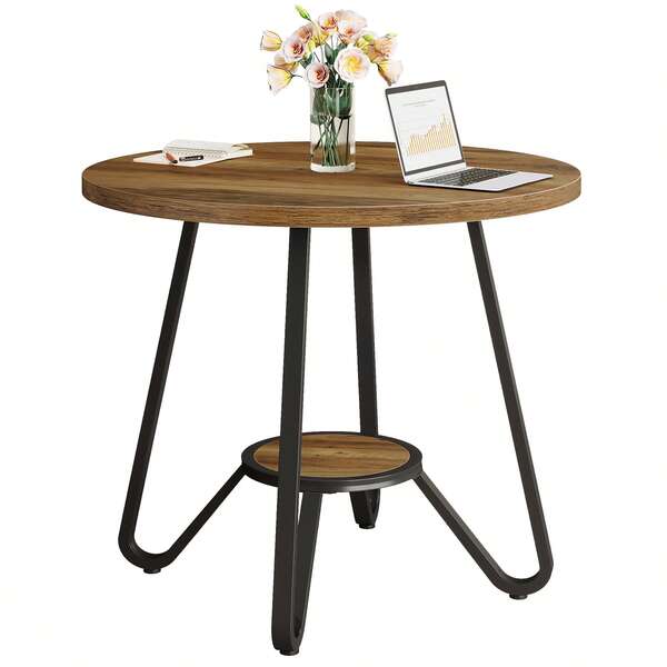 Tribesigns 31.5" Round Wooden Conference Table, Small Meeting Table For 4 People, Compact Office Table For Small Spaces, 31.5" W X 31.5" D X 29.5" H