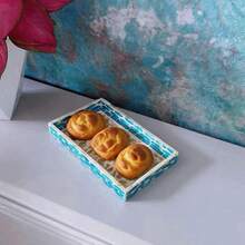 1 pieza Bandeja cuadrada de concha de perla, bandeja decorativa pintada a mano para almacenar maquillaje, joyas, bocadillos, postres, bebidas, pan, pasteles y artículos del hogar, accesorio de decoración de lujo nórdico