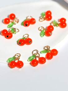 5/10/20/30pcs Cherry Pendant Fruit Charm, Red Glass Bead Jewelry Accessories, For DIY Necklace, Earring, Bracelet, Phone Chain, Craft Supplies