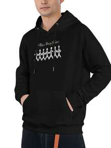 Men's Hooded Sweatshirt Three Days Grace Letter Print Graphic Pullover Hoodies - 黑色 - 查看 4