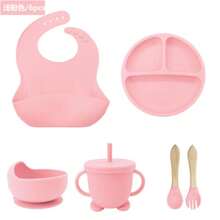 8pcs/6pcs/5pcs/4pcs Silicone Feeding Set, Including Suction Cup Bowls, Forks, Spoons, Bibs And Cups, Develop Self-Feeding Skills, Dishwasher Friendly, Suitable For 6 Months And Above