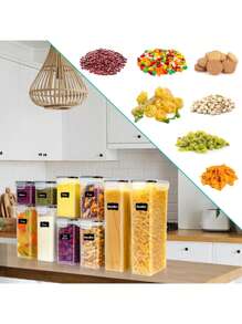 48pcs Airtight Food Storage Containers With LIDS - Perfect For Kitchen Pantry Organization And Storage Of Grains, Rice, Pasta, Tea, Nuts And Coffee Beans - Dishwasher, Including Labels And Markers,Stocking Stuffers For Women,Vanity,Local Warehouse - Black and White - View 5