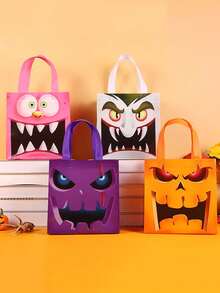 4件-22件万圣节无纺布礼品袋手提袋猫精灵鬼魂女孩木乃伊吸血鬼僵尸南瓜礼物防水包装袋 - 彩色 - 查看 9