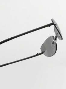 1 Pair Women's Dark Grey Oval Frameless Metal Leg Edged Personalized Fashion Glasses Oval Shape Shades - Dark Grey - View 7