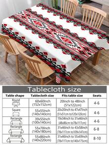 1pc Bohemian Geometric Series Print Tablecloth, Modern Polyester Rectangular/Round Waterproof Tablecloth, Digital Printing Suitable For Living Room, Home, Outdoor Dining Table, Small Round Table - Multicolor - View 4