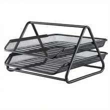 2 Tier Paper Tray Mesh Desk Organizer Office Desktop Document A4 File Desk Tidy Letter Filing Storage - Variant - View 1