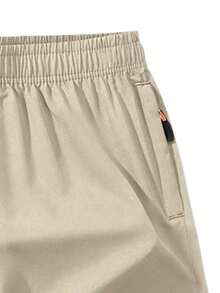 Boys' & Teens' Moisture Wicking Loose Solid Color Elastic Waist Shorts - Khaki - View 4