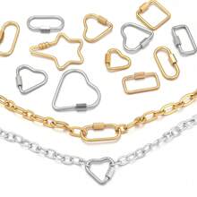 2 件/包不锈钢几何连接扣，心形、椭圆形、五角星形手链项链连接螺丝，DIY 珠宝配件 - 幾何連接扣 - 查看 9