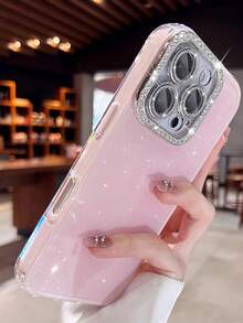 Luxury Shiny Rhinestone Camera Glitter Glossy Bumper Case Compatible With IPhone 16 15 14 13 12 11 Pro Max Plus With Strap Wristband Shockproof Protective Cover