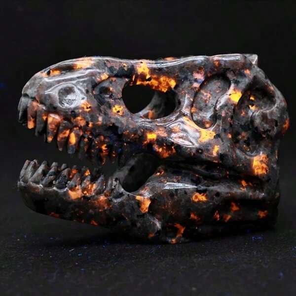 1 pieza Cráneo de Yooperlite/Cráneo de dinosaurio, perfecto para la oficina y la sala de café, decoración de mesa exquisita, perfecta para la colección de arte del hogar, regalos de cristal perfectos para los seres queridos