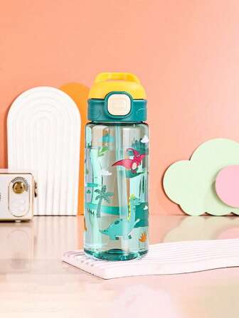 1pc500ml Children's Cute Cartoon Straw Cup Portable School Outdoor Sports Water Bottle Portable Straw Cup For Students To Use When They Return To School